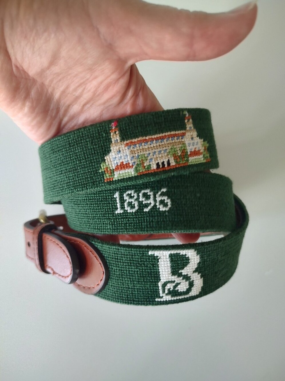 Smathers & Branson The Breakers Palm Beach Hotel Logo 1896 Needlepoint Belt 42"